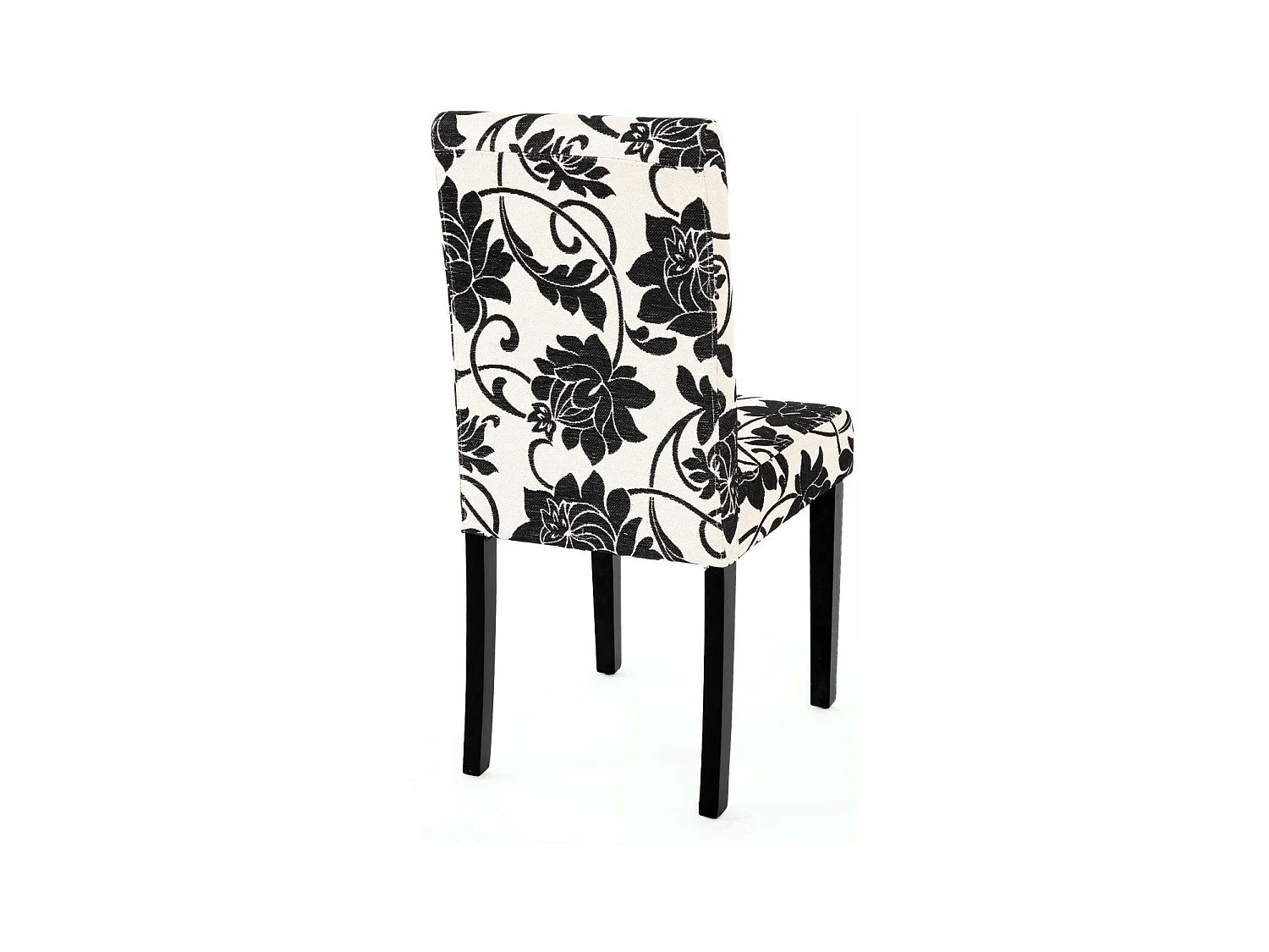 Lot de 2 chaises de salle à manger en tissu imprimé blanc&noir pieds foncés CDS04022