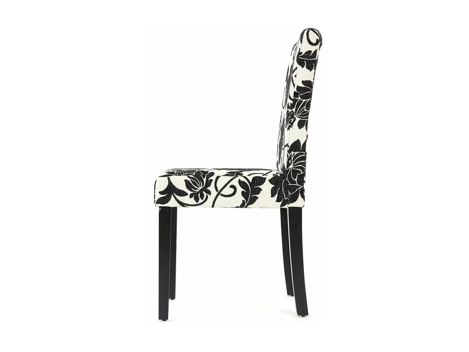 Lot de 2 chaises de salle à manger en tissu imprimé blanc&noir pieds foncés CDS04022