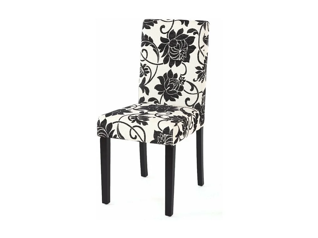 Lot de 2 chaises de salle à manger en tissu imprimé blanc&noir pieds foncés CDS04022