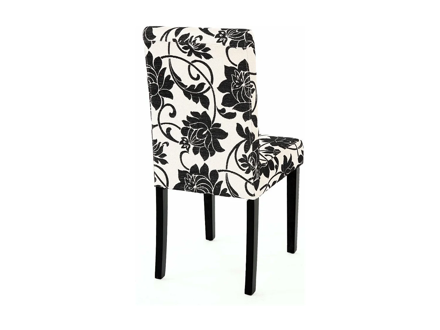 Lot de 2 chaises de salle à manger en tissu imprimé blanc&noir pieds foncés CDS04022