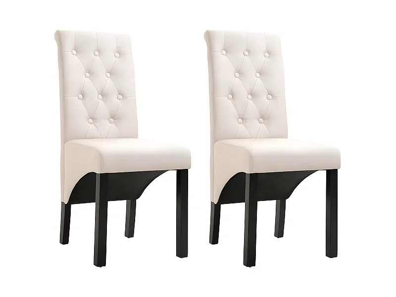 Lot de 2 chaises de salle à manger design classique cuisine tissu crème CDS020437