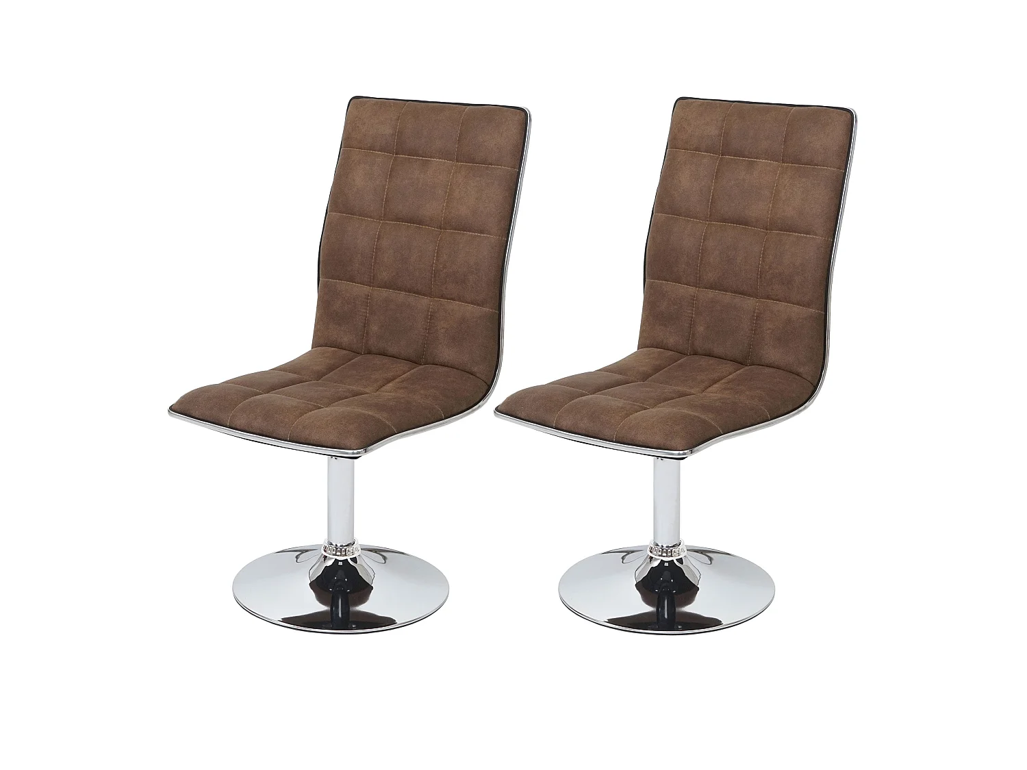 Lot de 2 chaises de salle à manger cuisine hauteur réglable en tissu marron vintage 04_0001959