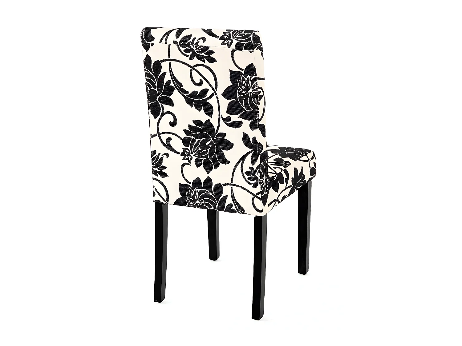 Lot de 4 chaises de salle à manger en tissu imprimé blanc&noir pieds foncés CDS04122
