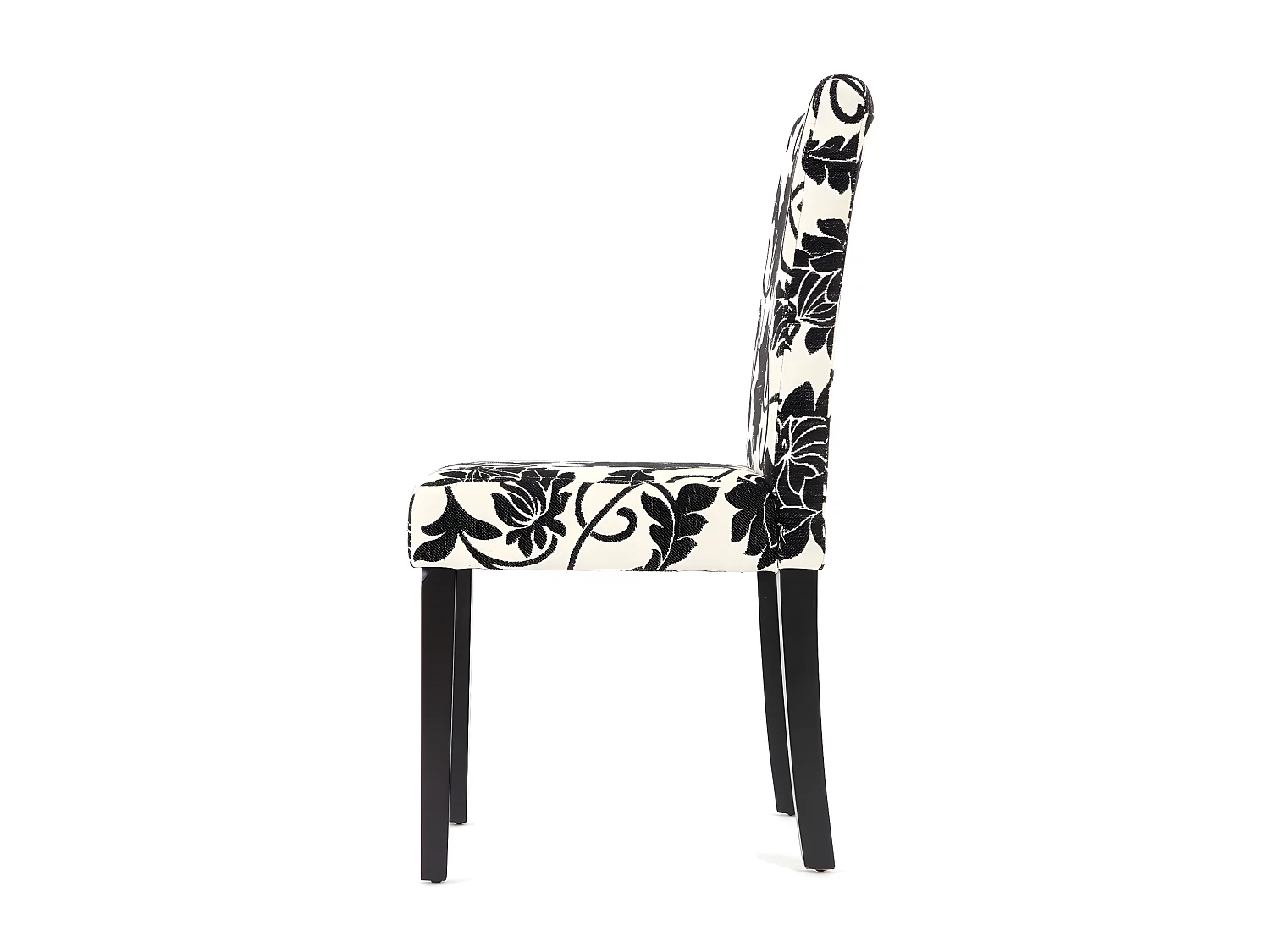 Lot de 4 chaises de salle à manger en tissu imprimé blanc&noir pieds foncés CDS04122