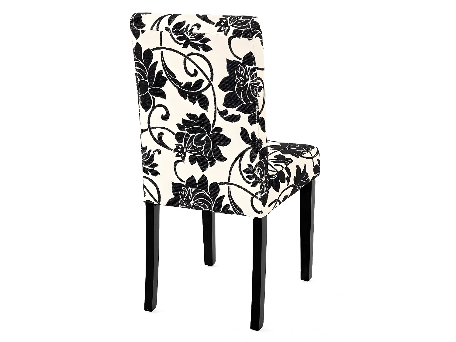 Lot de 4 chaises de salle à manger en tissu imprimé blanc&noir pieds foncés CDS04122