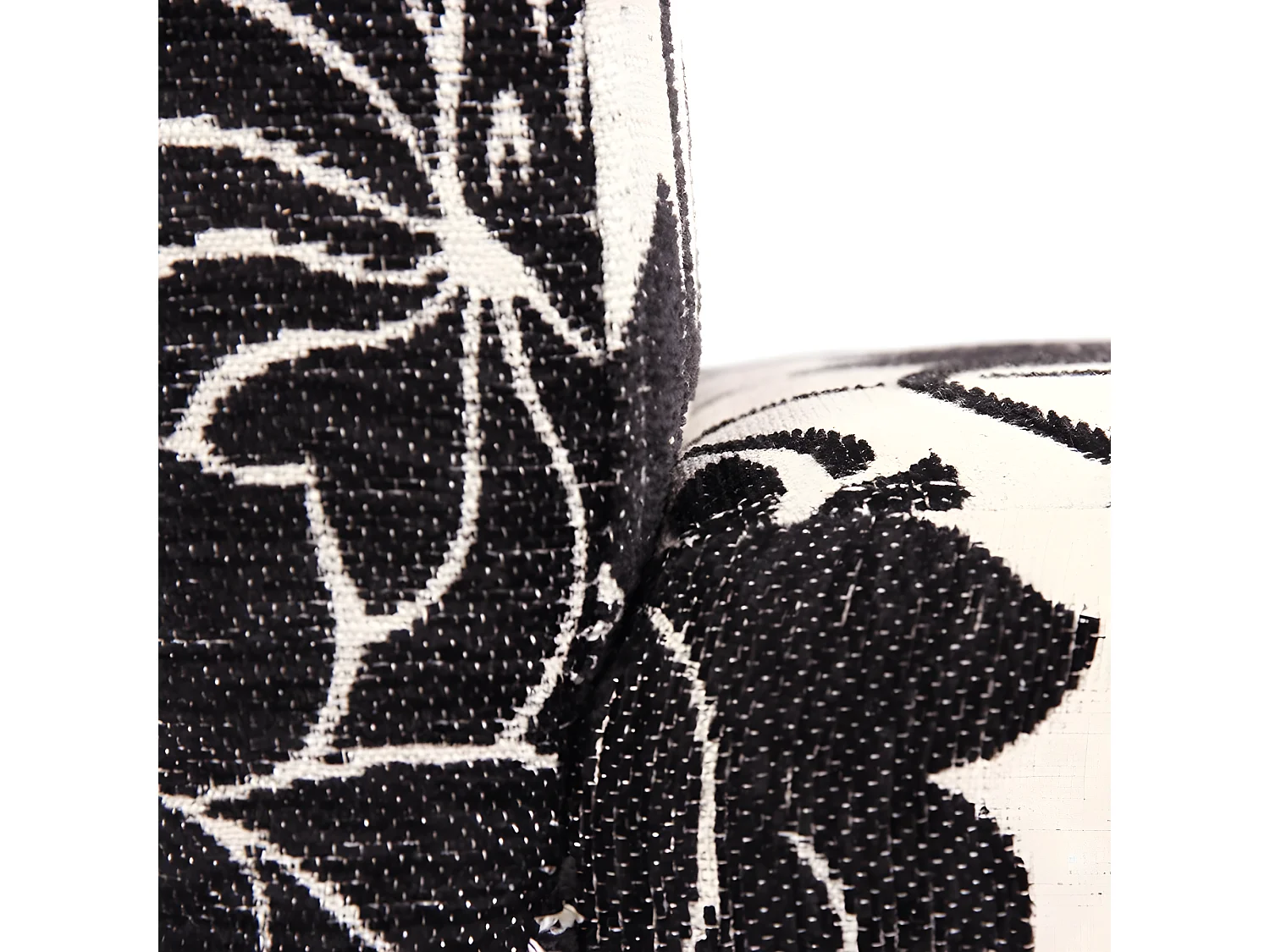 Lot de 4 chaises de salle à manger en tissu imprimé blanc&noir pieds foncés CDS04122