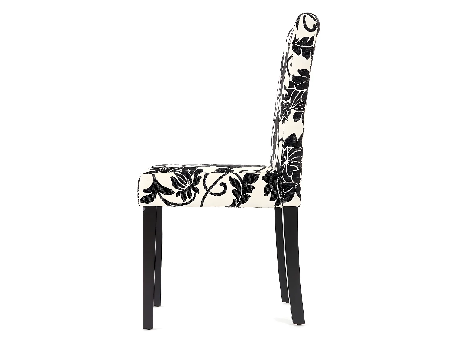 Lot de 4 chaises de salle à manger en tissu imprimé blanc&noir pieds foncés CDS04122