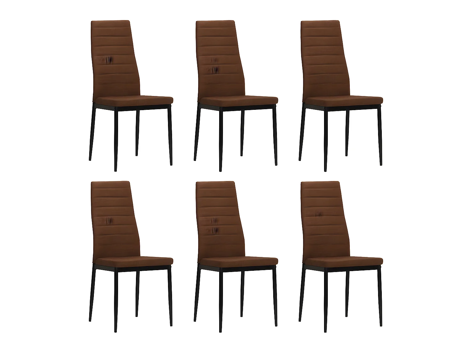 Lot de 6 chaises de salle à manger cuisine style moderne en tissu marron CDS022624