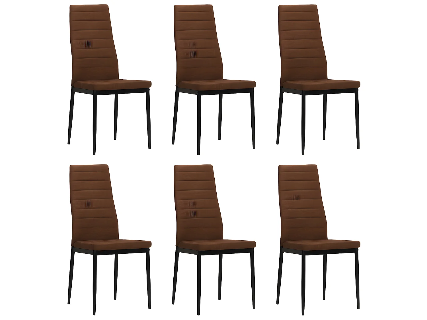 Lot de 6 chaises de salle à manger cuisine style moderne en tissu marron CDS022624