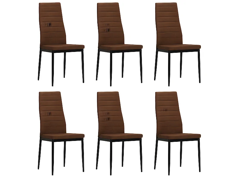 Lot de 6 chaises de salle à manger cuisine style moderne en tissu marron CDS022624