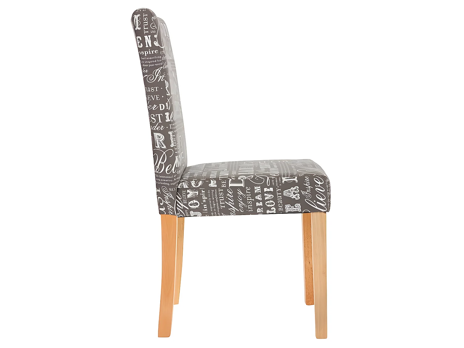 Lot de 4 chaises de salle à manger en tissu imprimé gris pieds clairs CDS04119