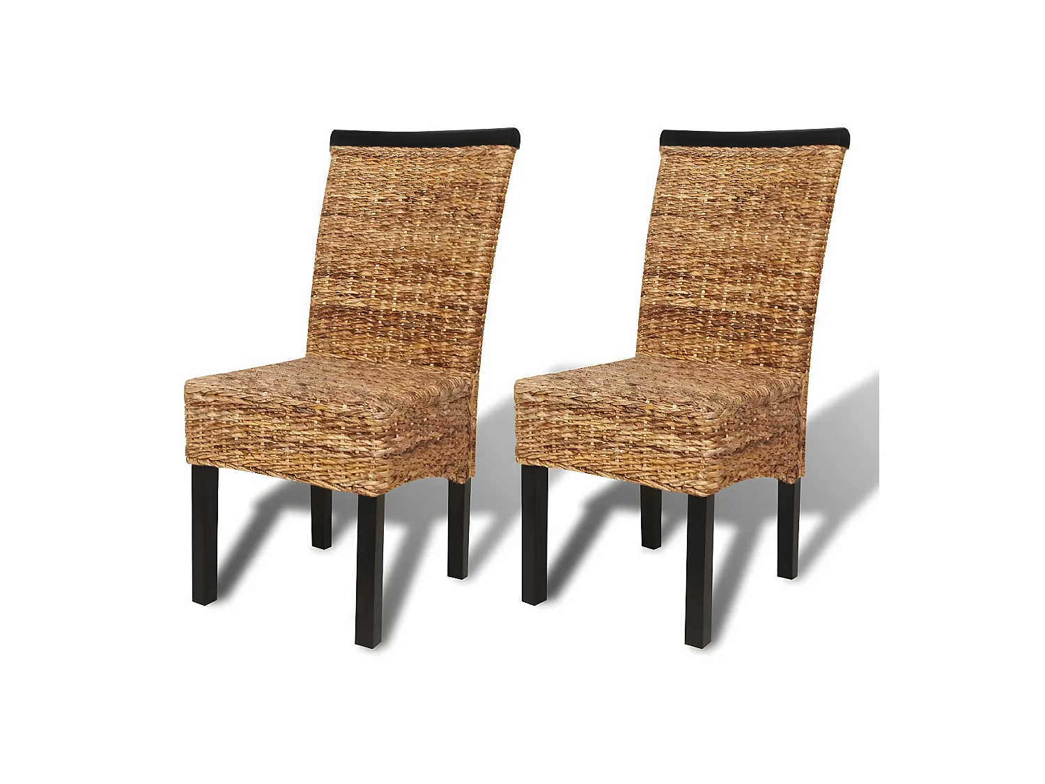 Lot de 2 chaises de salle à manger cuisine design moderne bois solide de manguier et abaca CDS020291