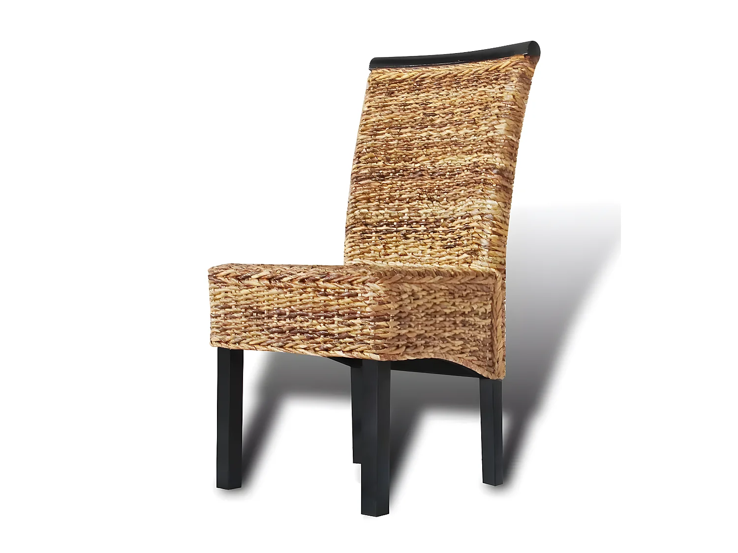 Lot de 2 chaises de salle à manger cuisine design moderne bois solide de manguier et abaca CDS020291