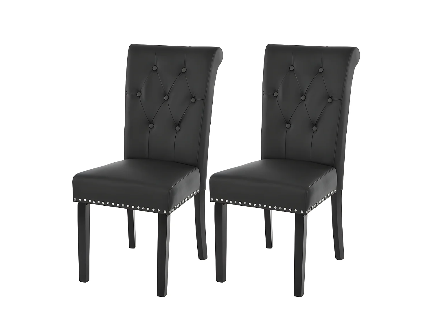 Lot de 2 chaises de salle à manger design noir pieds foncés CDS04010