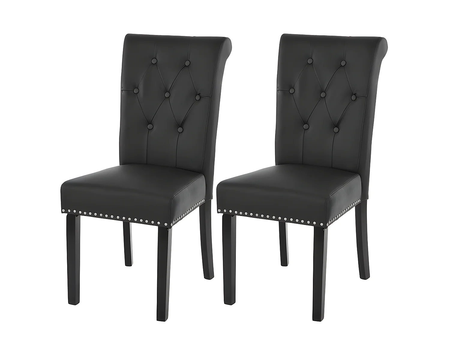 Lot de 2 chaises de salle à manger design noir pieds foncés CDS04010
