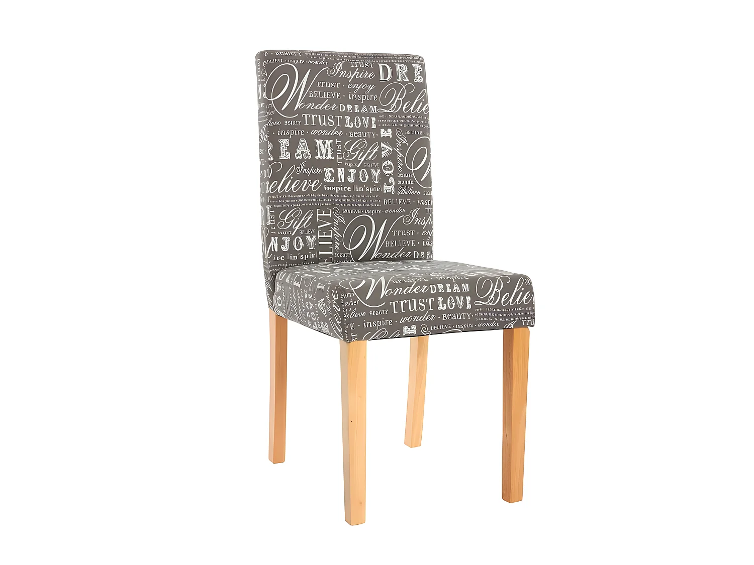 Lot de 6 chaises de salle à manger en tissu imprimé gris pieds clairs CDS04219