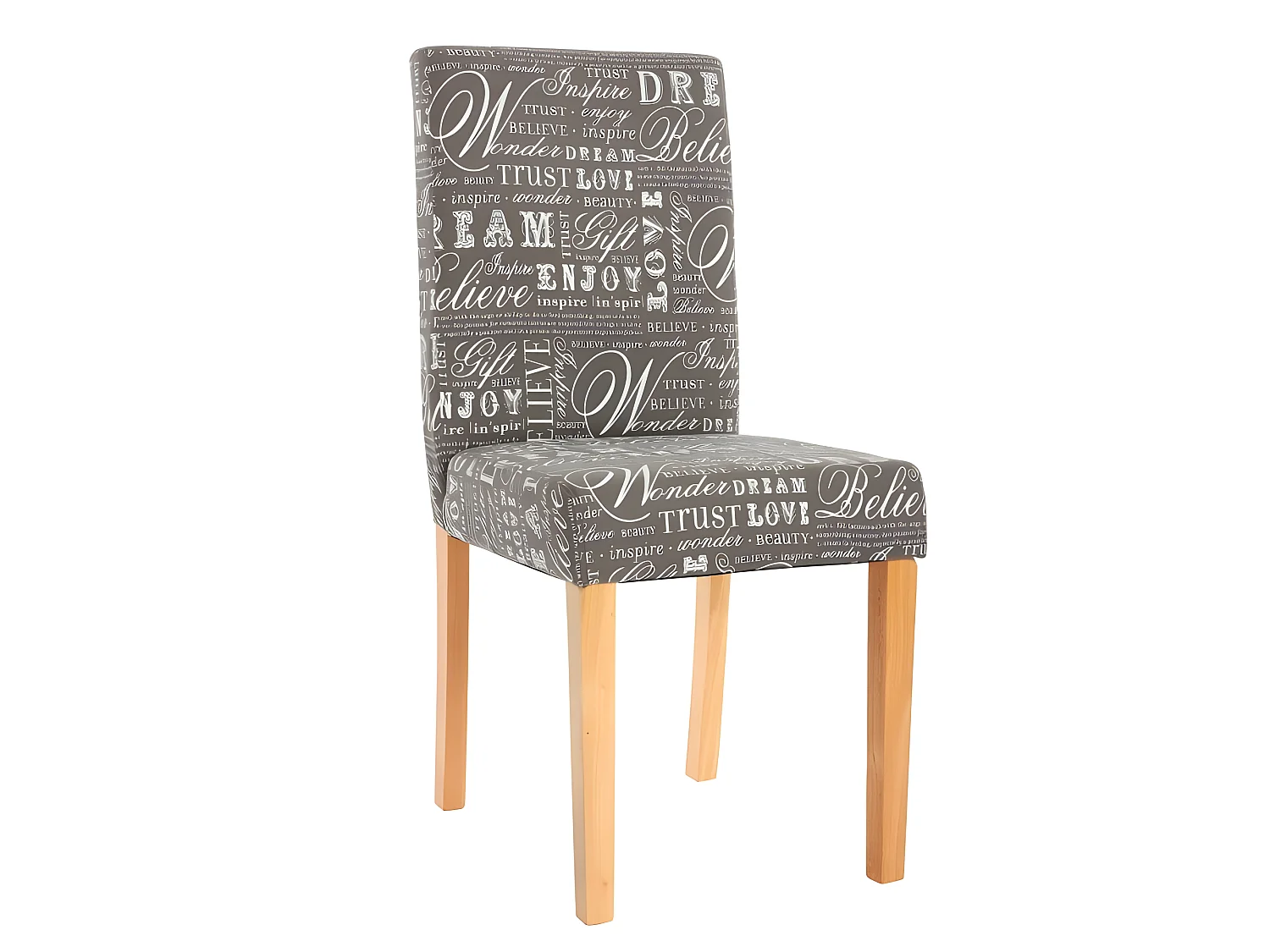 Lot de 6 chaises de salle à manger en tissu imprimé gris pieds clairs CDS04219