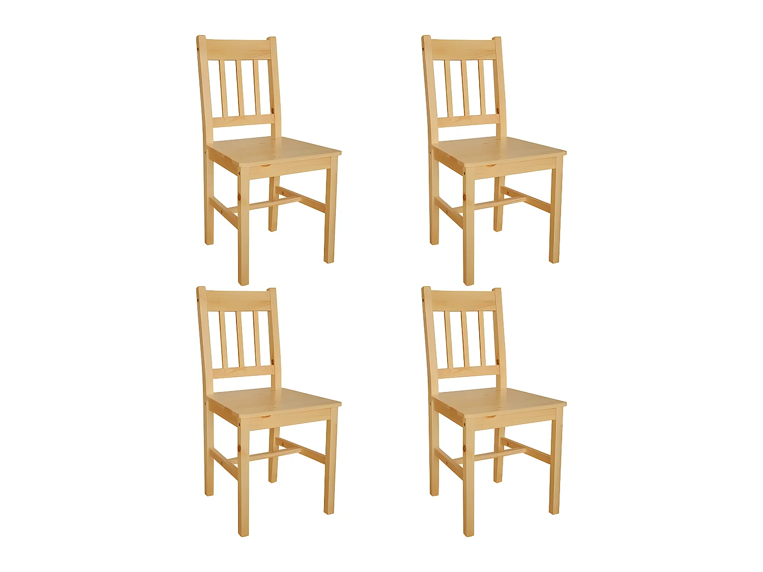 Lot de 4 chaises de salle à manger cuisine style rustique en bois de pin CDS021329