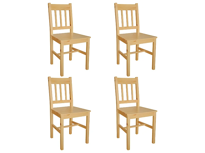 Lot de 4 chaises de salle à manger cuisine style rustique en bois de pin CDS021329