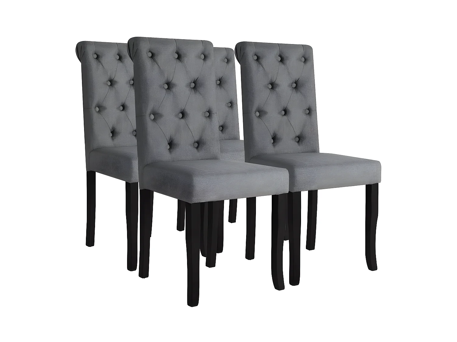Lot de 4 chaises de salle à manger cuisine dossier capitonné tissu gris foncé CDS021546