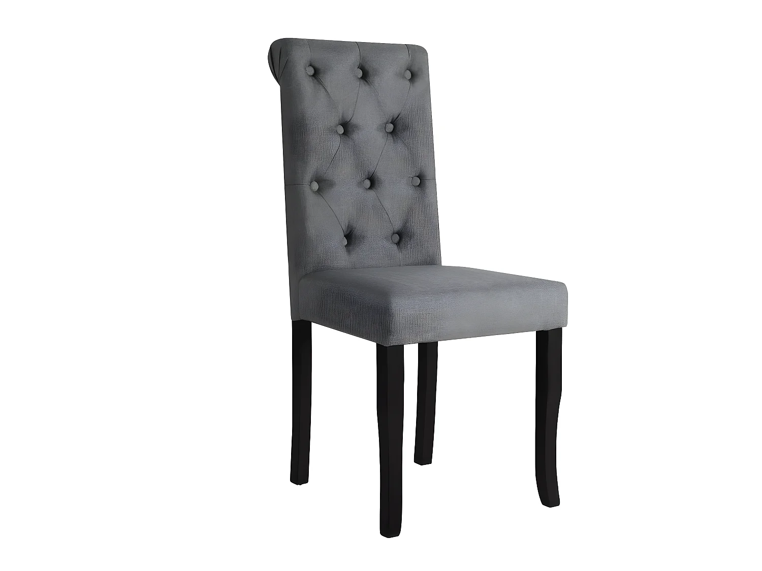 Lot de 4 chaises de salle à manger cuisine dossier capitonné tissu gris foncé CDS021546