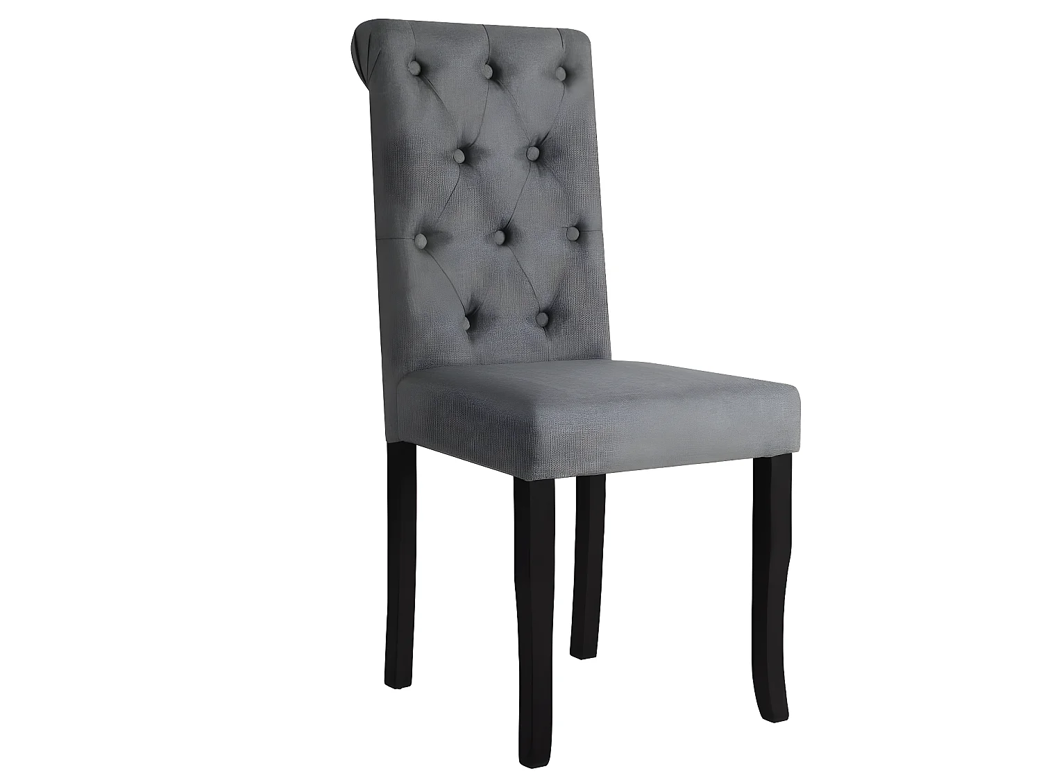 Lot de 4 chaises de salle à manger cuisine dossier capitonné tissu gris foncé CDS021546