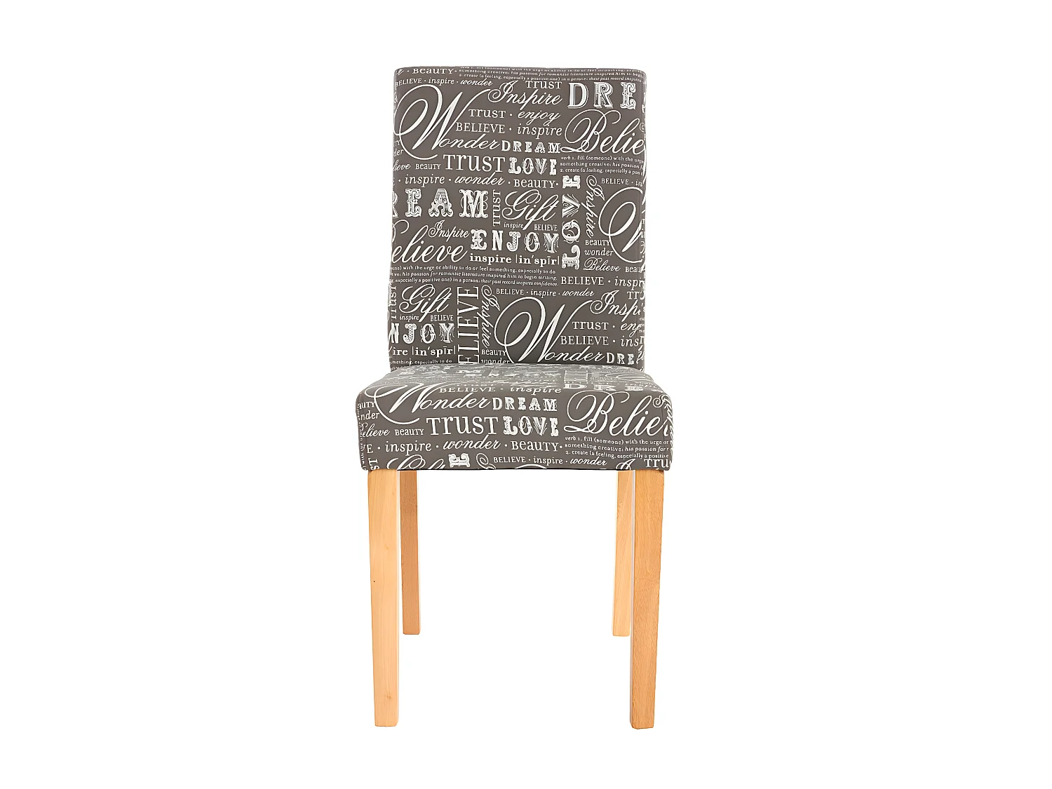 Lot de 2 chaises de salle à manger en tissu imprimé gris pieds clairs CDS04019