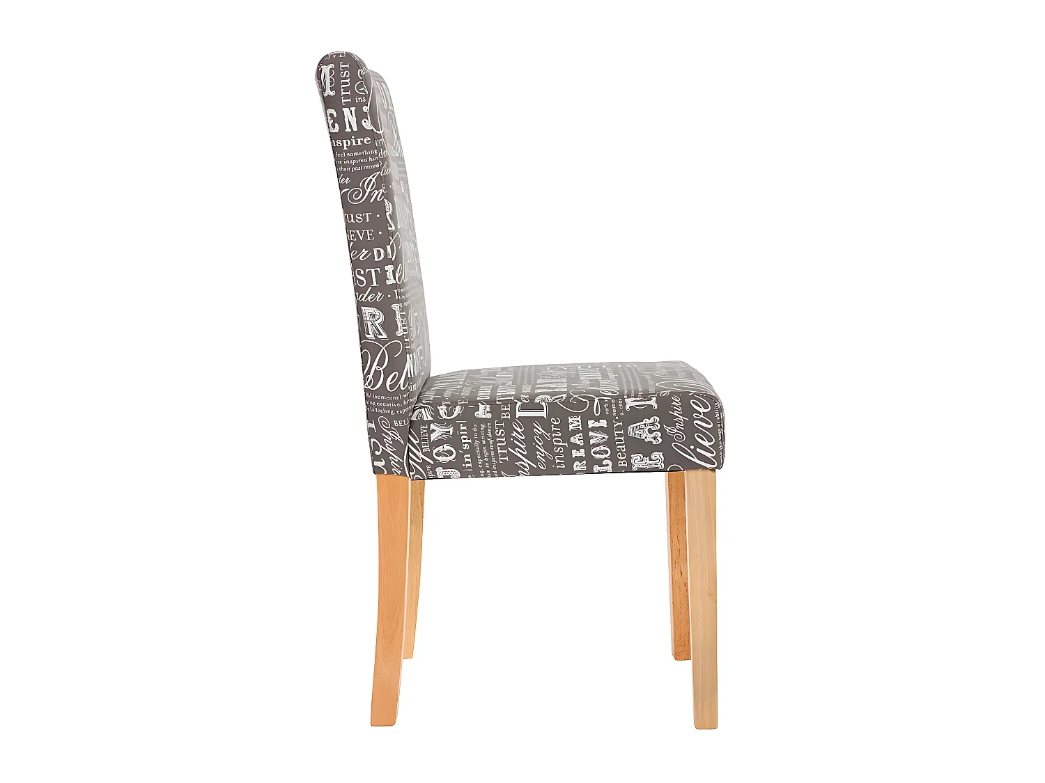 Lot de 2 chaises de salle à manger en tissu imprimé gris pieds clairs CDS04019