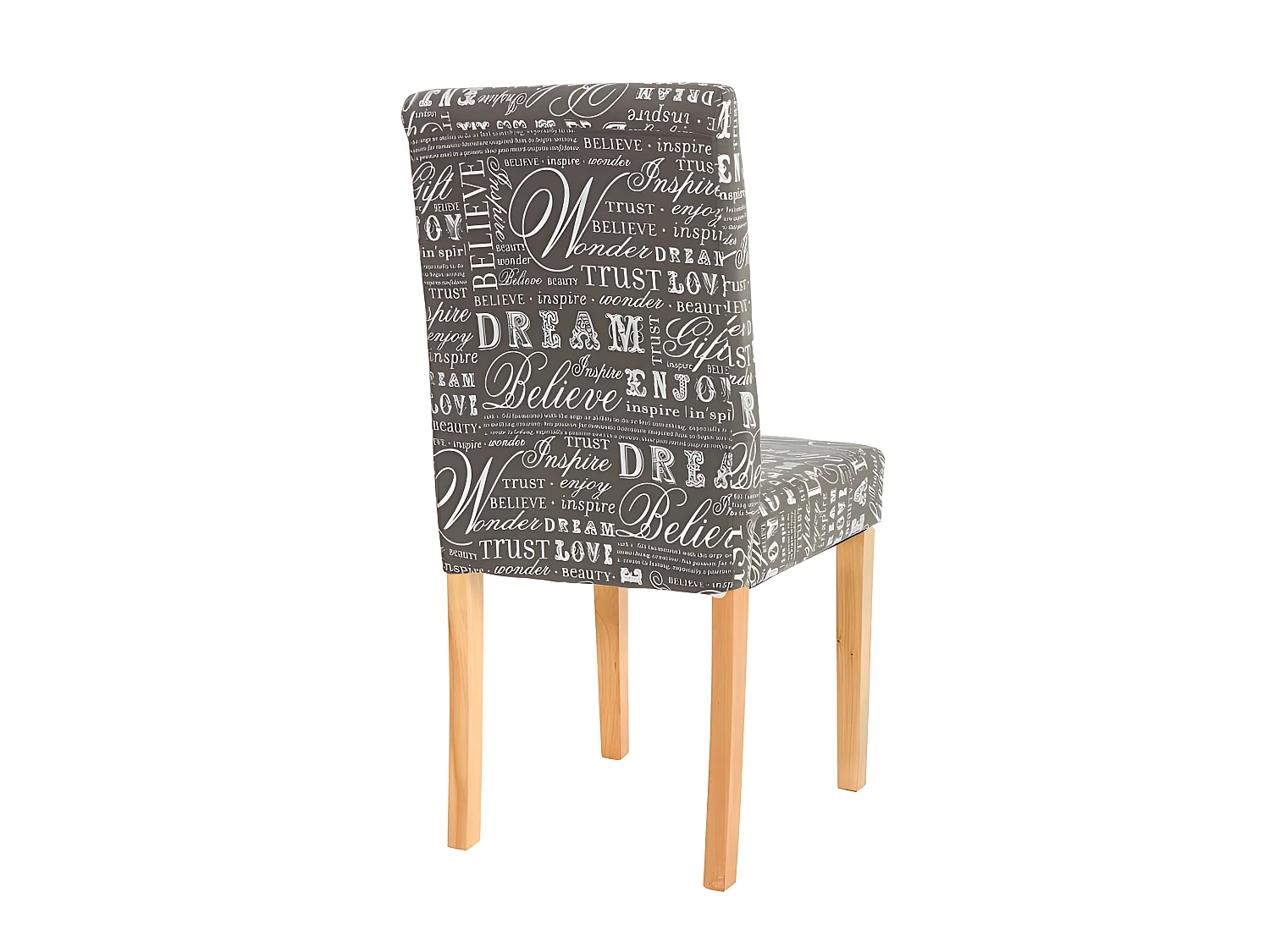Lot de 2 chaises de salle à manger en tissu imprimé gris pieds clairs CDS04019