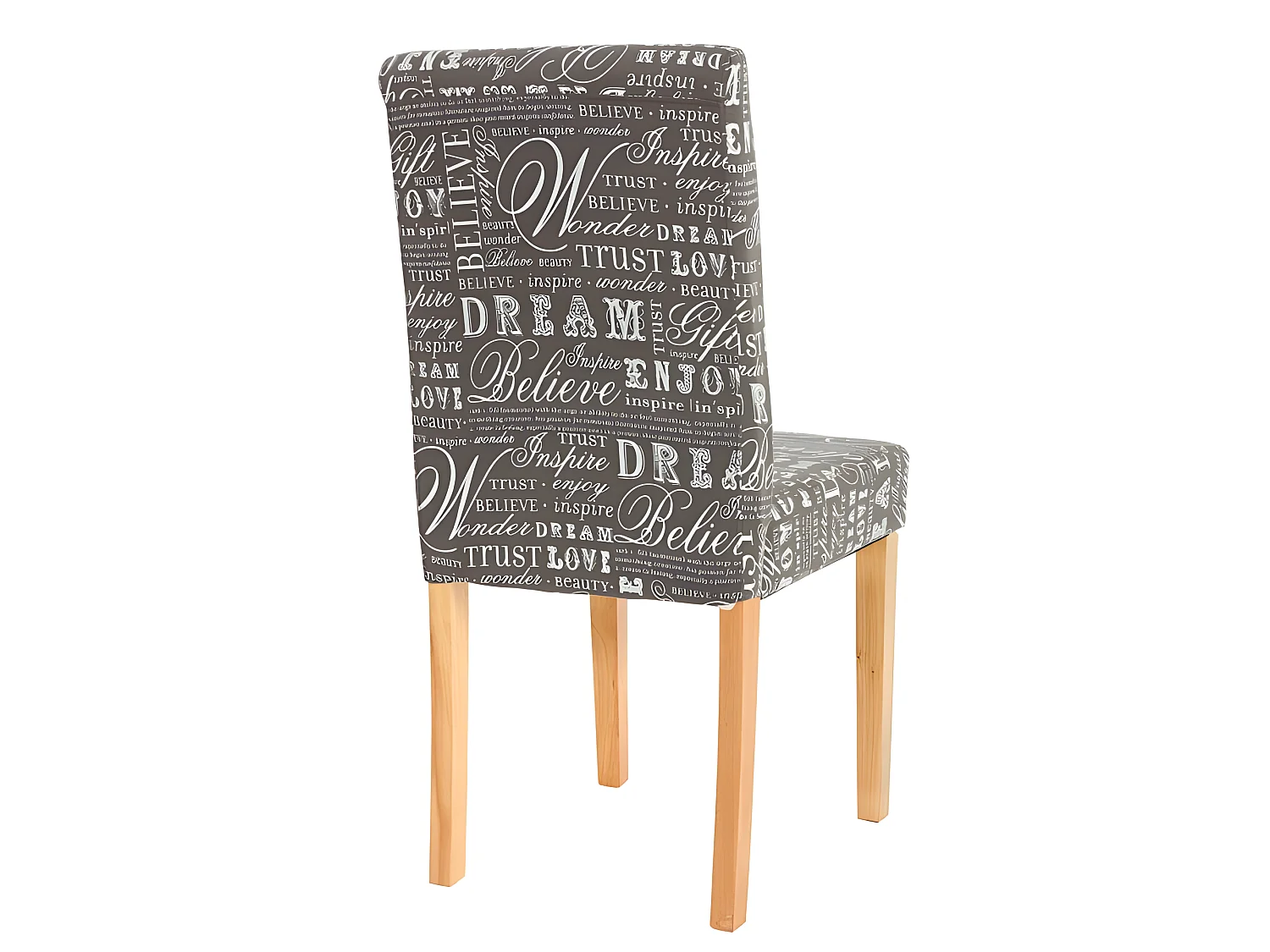 Lot de 2 chaises de salle à manger en tissu imprimé gris pieds clairs CDS04019