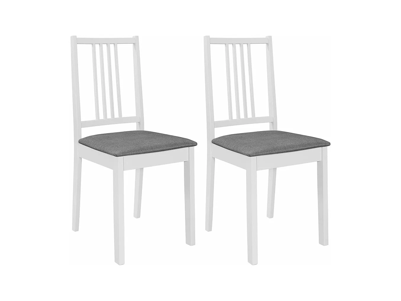 Lot de 2 chaises de salle à manger cuisine à dîner avec coussins design classique bois solide blanc CDS021176