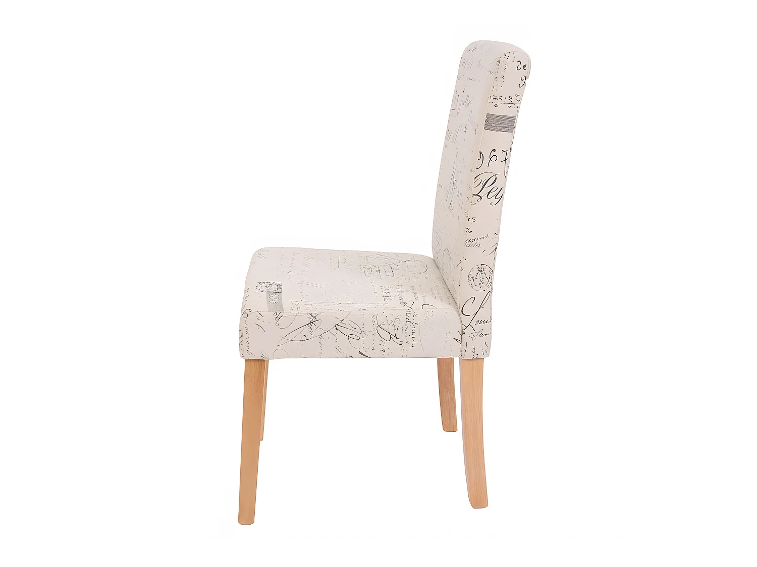 Lot de 4 chaises de salle à manger en tissu crème imprimé pieds clairs CDS04129