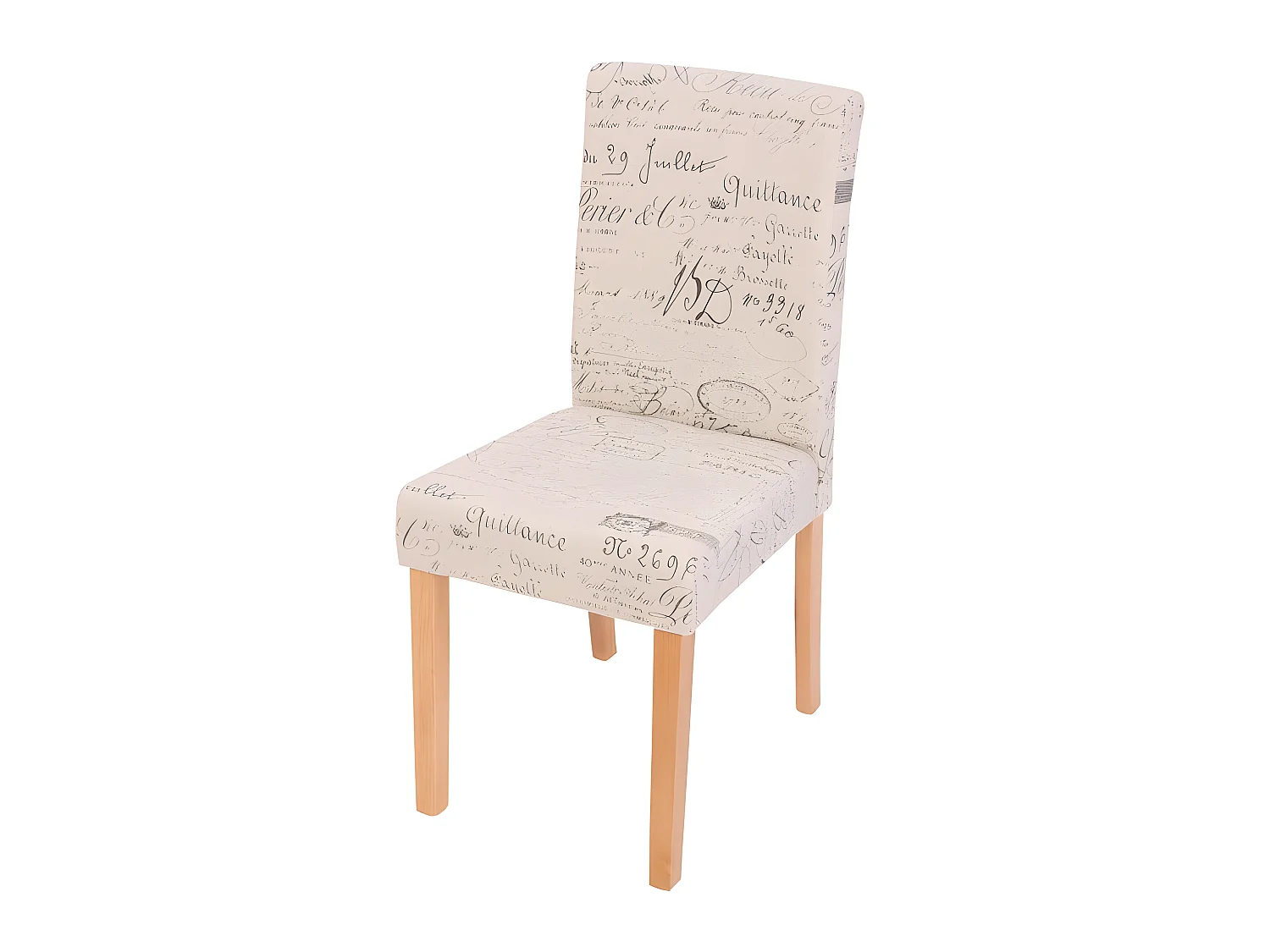 Lot de 4 chaises de salle à manger en tissu crème imprimé pieds clairs CDS04129