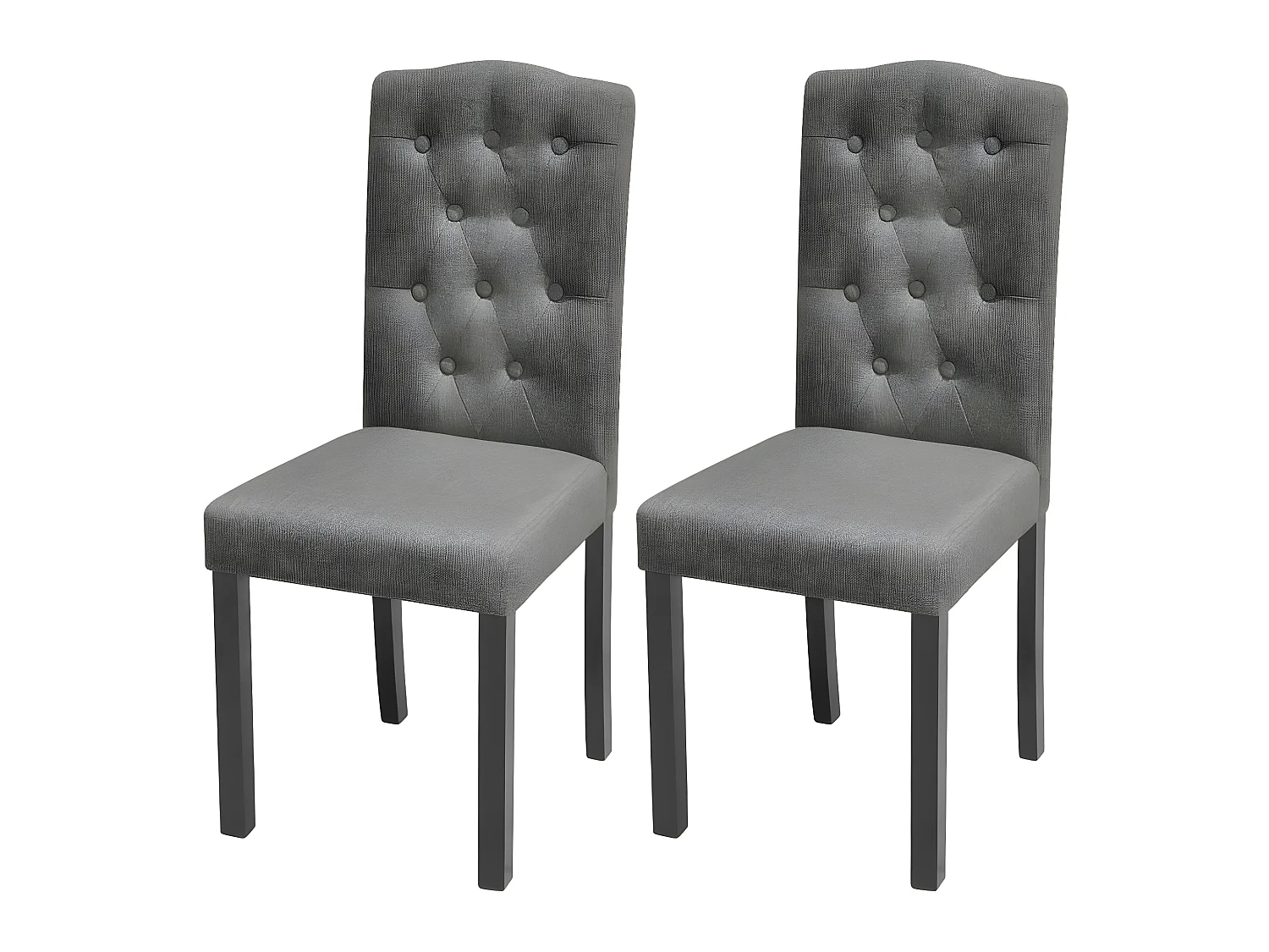 Lot de 2 chaises de salle à manger cuisine dossier capitonné en tissu gris CDS020606
