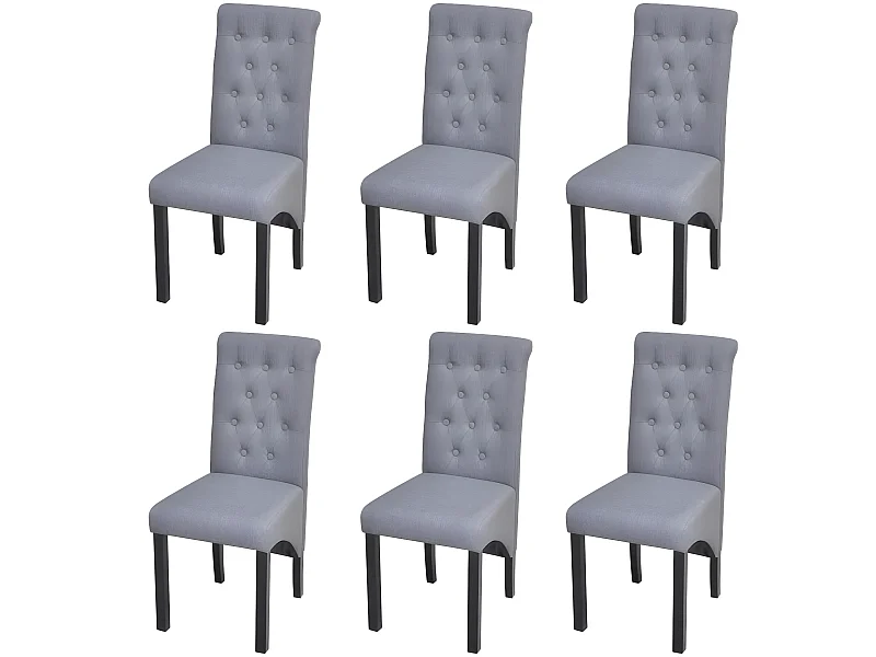 Lot de 6 chaises de salle à manger cuisine design classique tissu gris clair CDS022417