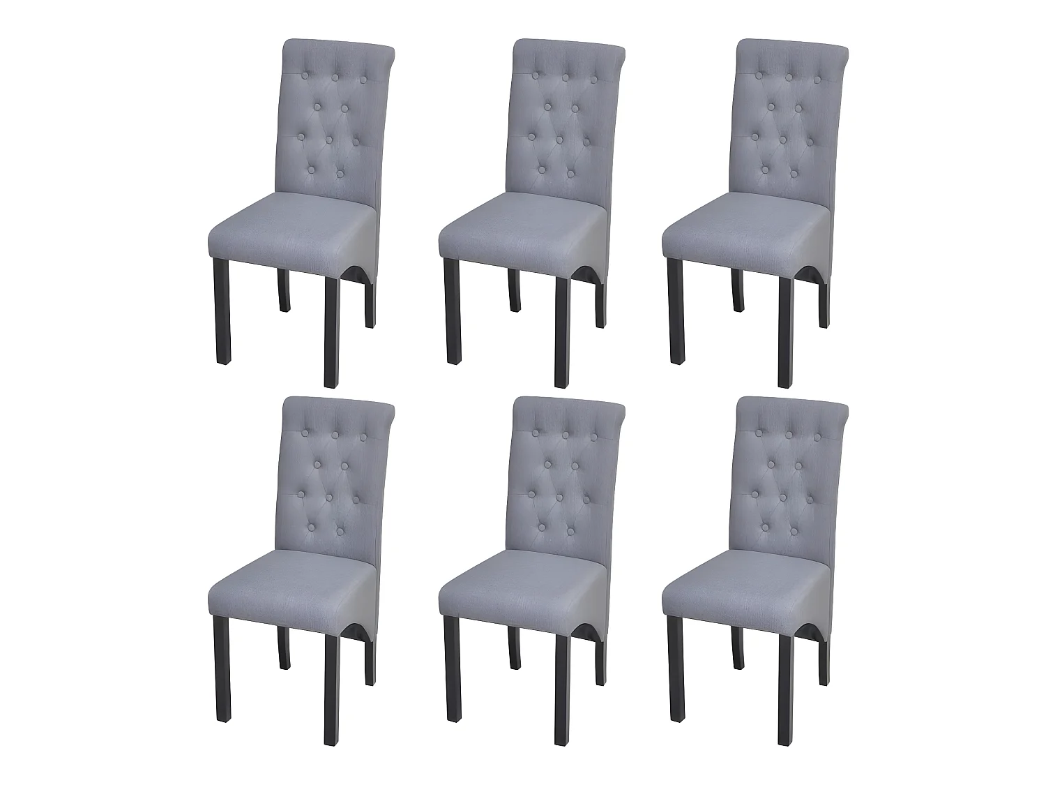 Lot de 6 chaises de salle à manger cuisine design classique tissu gris clair CDS022417