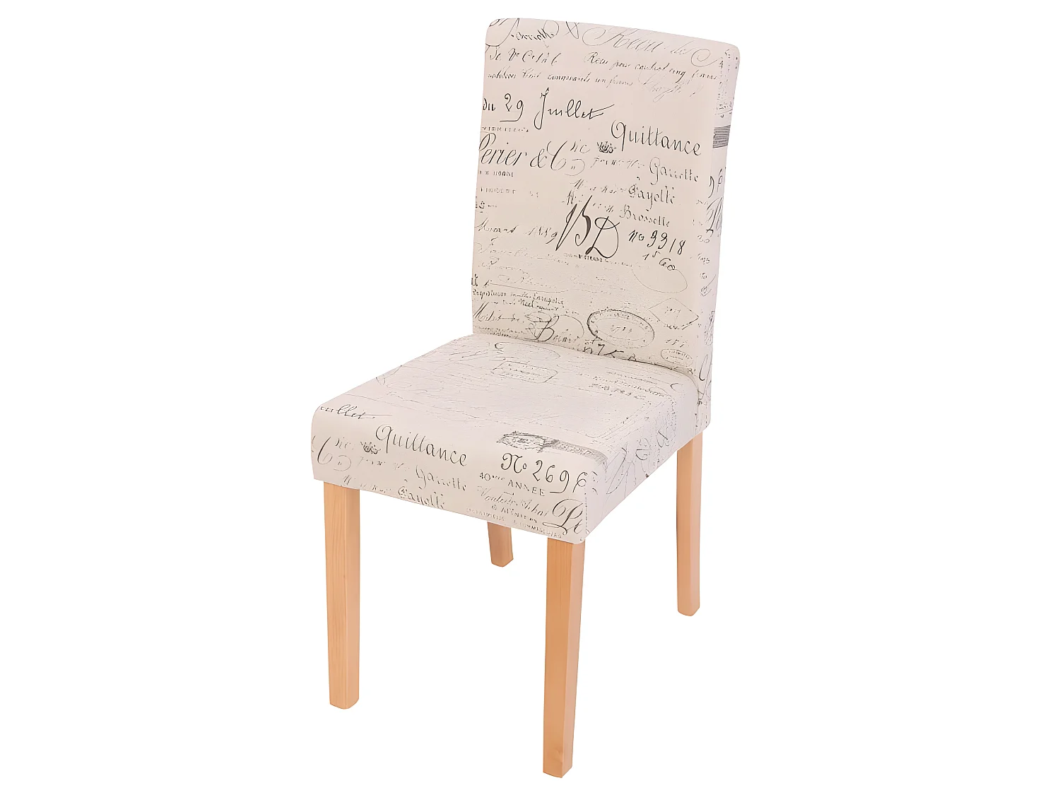 Lot de 6 chaises de salle à manger en tissu crème imprimé pieds clairs CDS04229