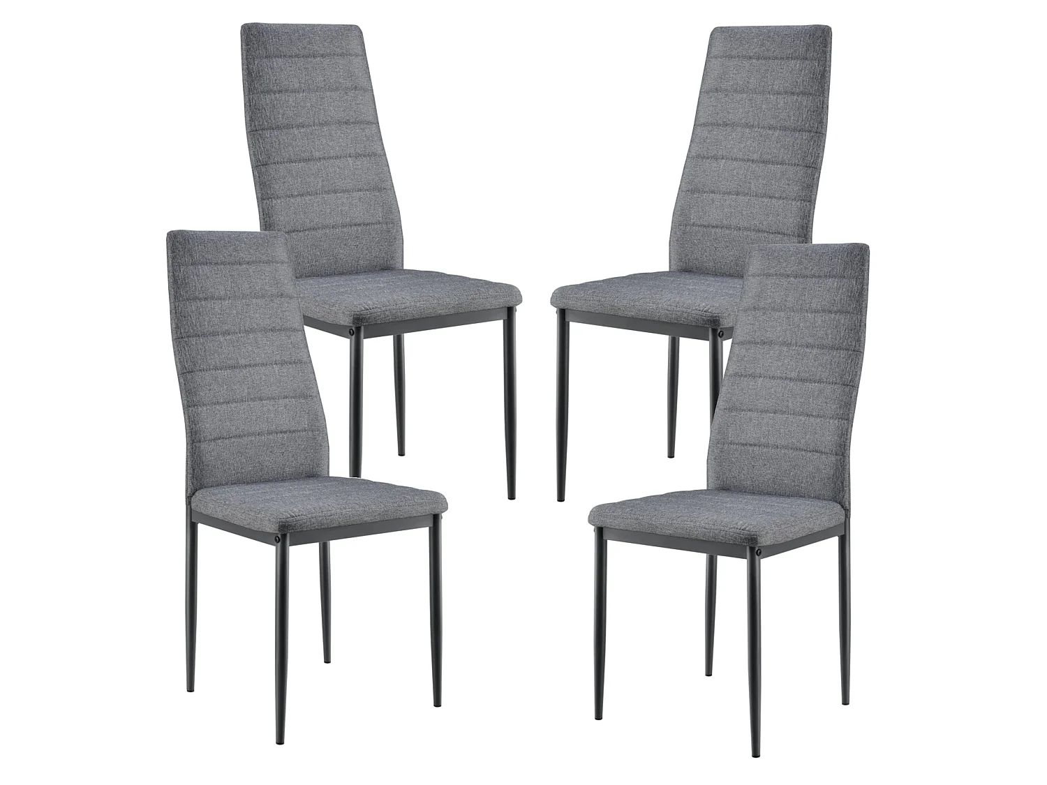 Lot de 4 Chaises de Salle à Manger Siège de Cuisine Rembourré Acier et tissu Gris 03_0002798