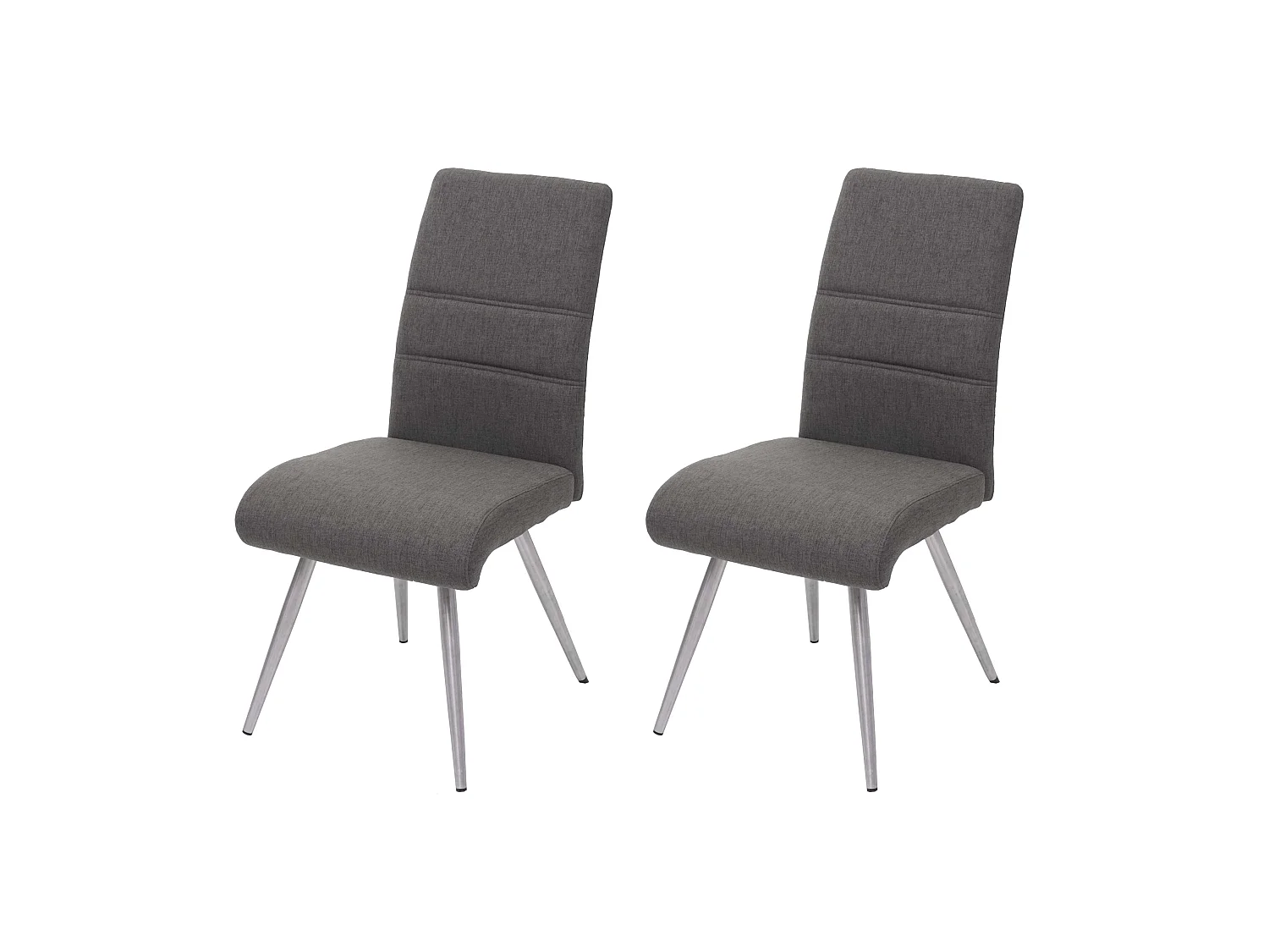 2x chaises de salle à manger cuisine en tissuet acier inoxydable brossé gris-brun 04_0000404