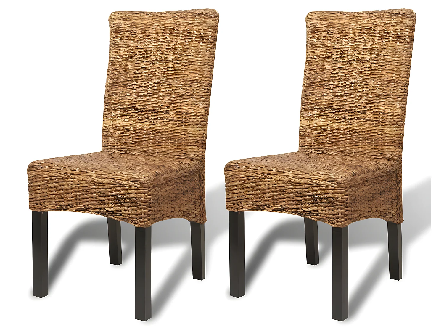 Lot de 2 chaises de salle à manger cuisine design moderne bois solide de manguier et abaca CDS020292