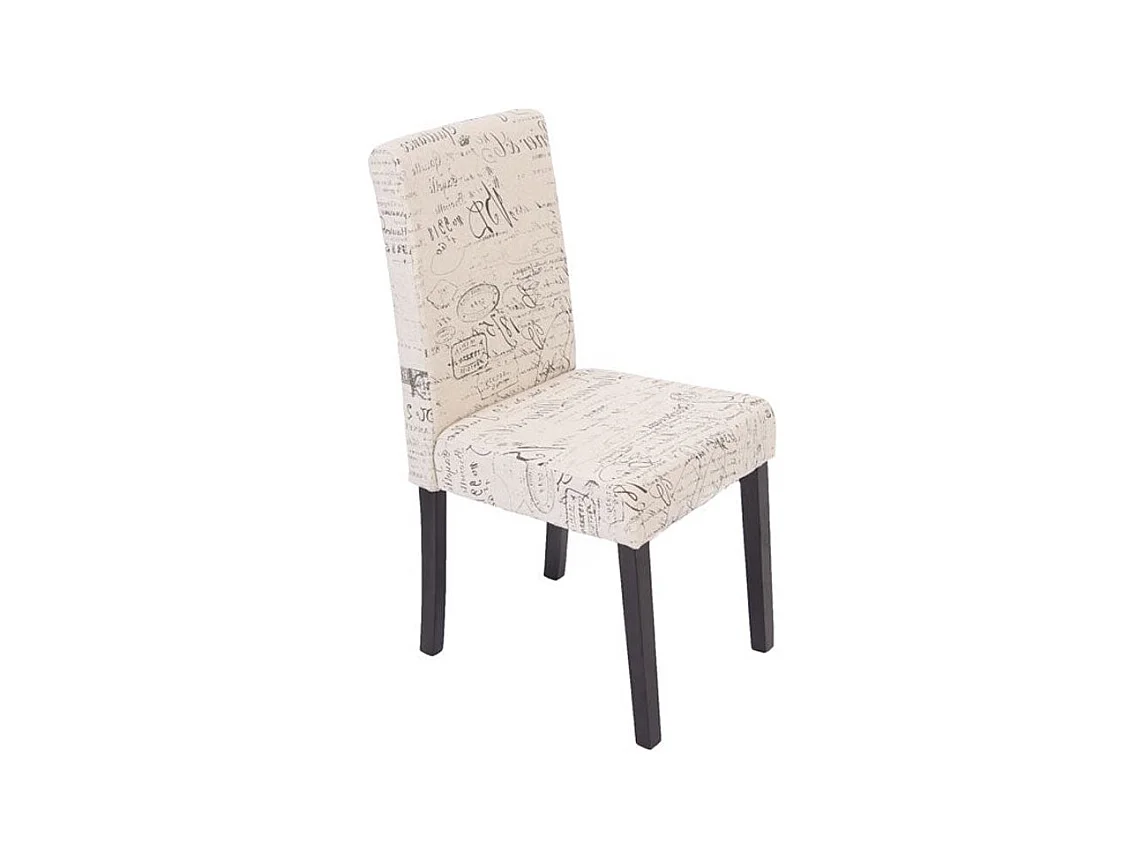Lot de 2 chaises de salle à manger en tissu crème imprimé pieds foncés CDS04030