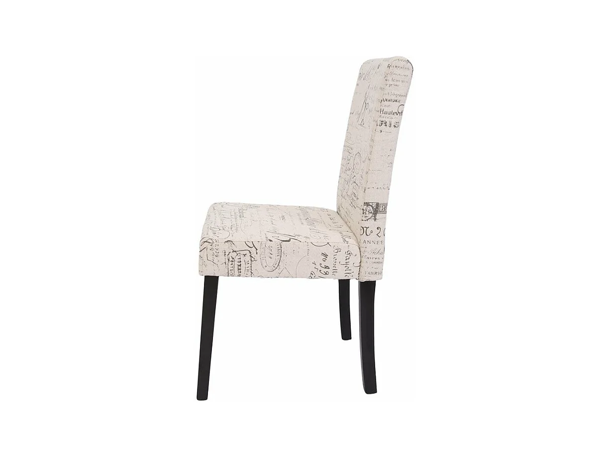 Lot de 2 chaises de salle à manger en tissu crème imprimé pieds foncés CDS04030