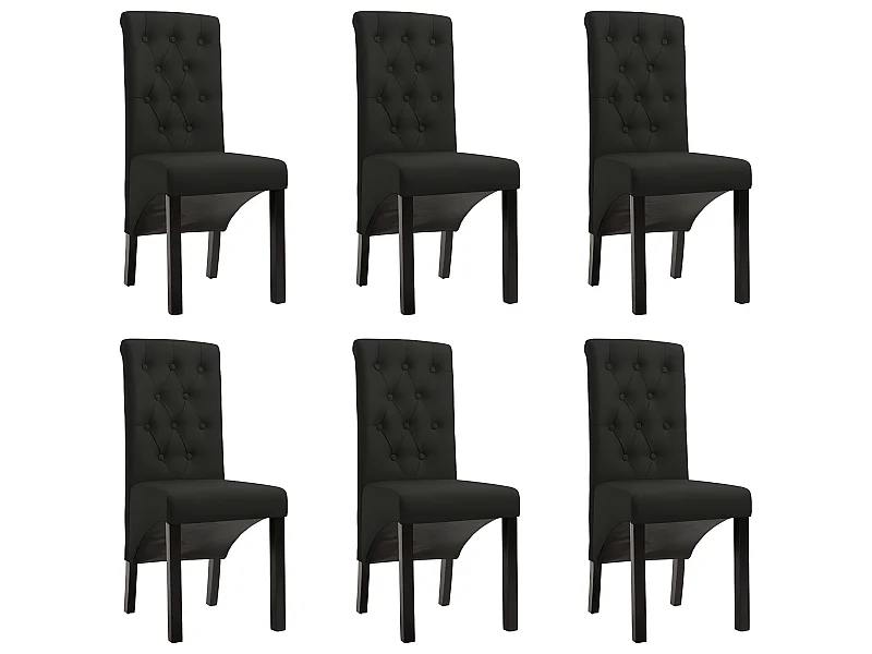 Lot de 6 chaises de salle à manger cuisine design classique tissu noir CDS022712