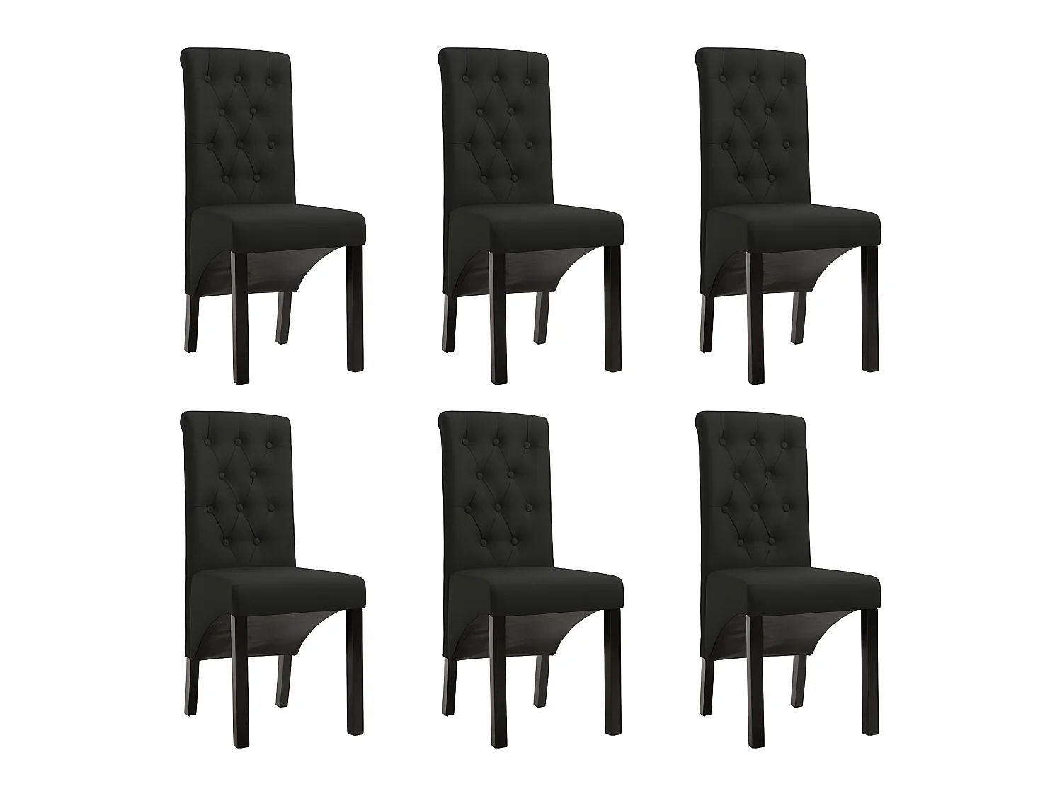 Lot de 6 chaises de salle à manger cuisine design classique tissu noir CDS022712
