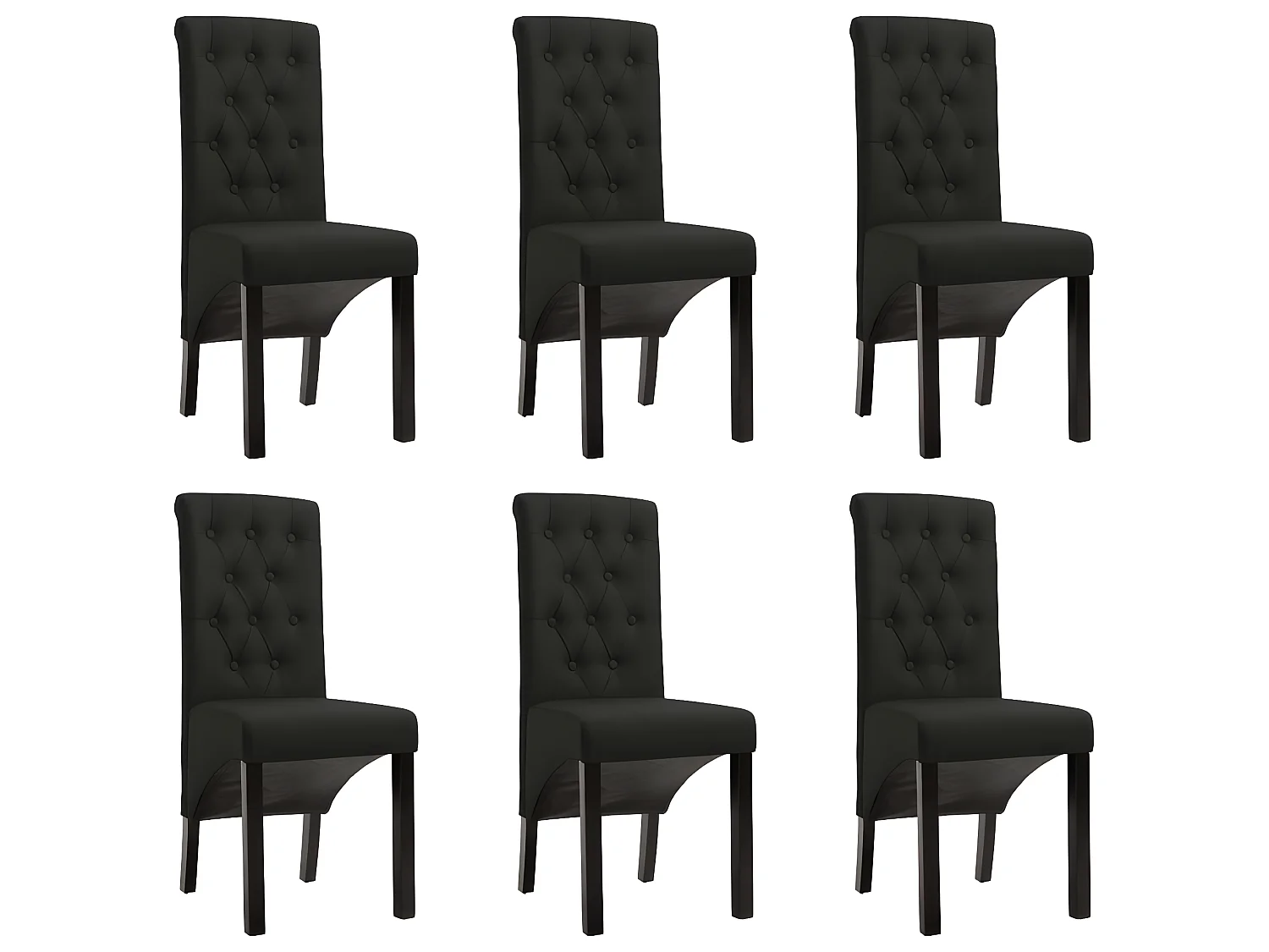 Lot de 6 chaises de salle à manger cuisine design classique tissu noir CDS022712