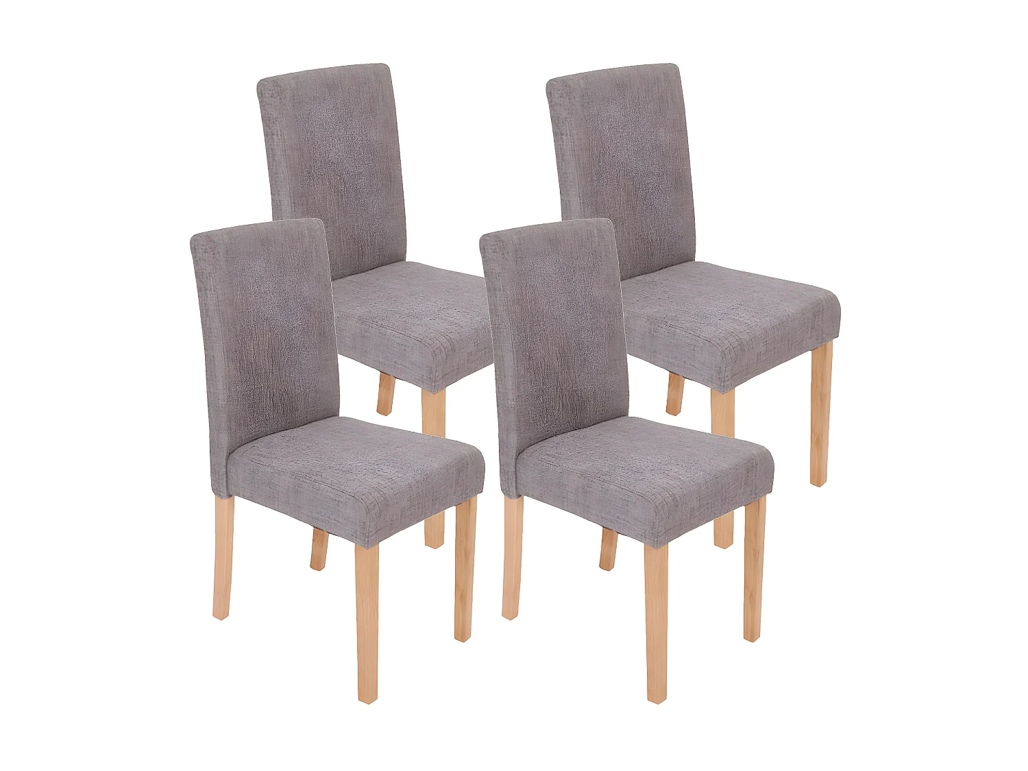 Lot de 4 chaises de salle à manger en tissu gris pieds clairs CDS04118
