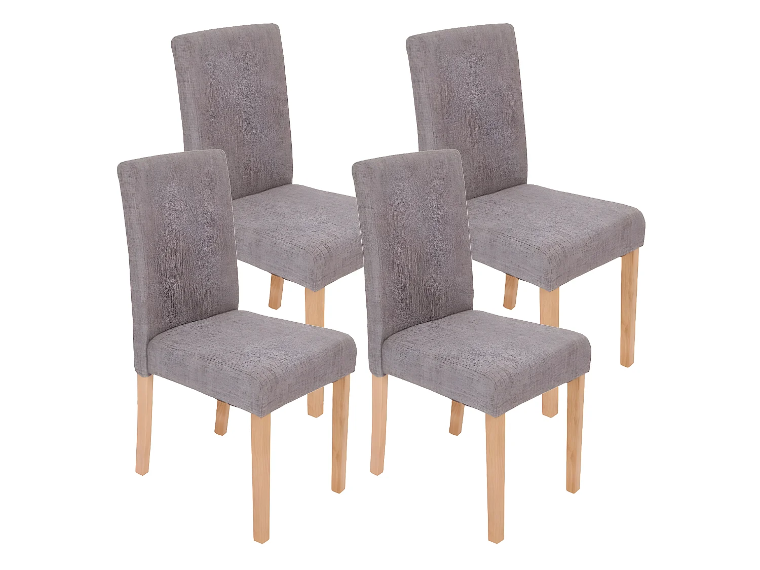 Lot de 4 chaises de salle à manger en tissu gris pieds clairs CDS04118
