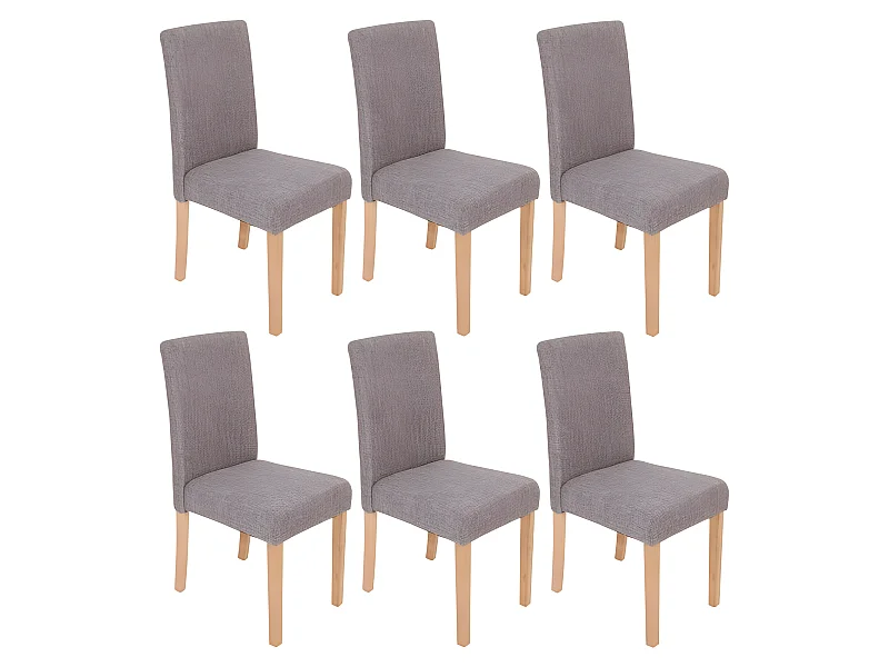 Lot de 6 chaises de salle à manger en tissu gris pieds clairs CDS04218