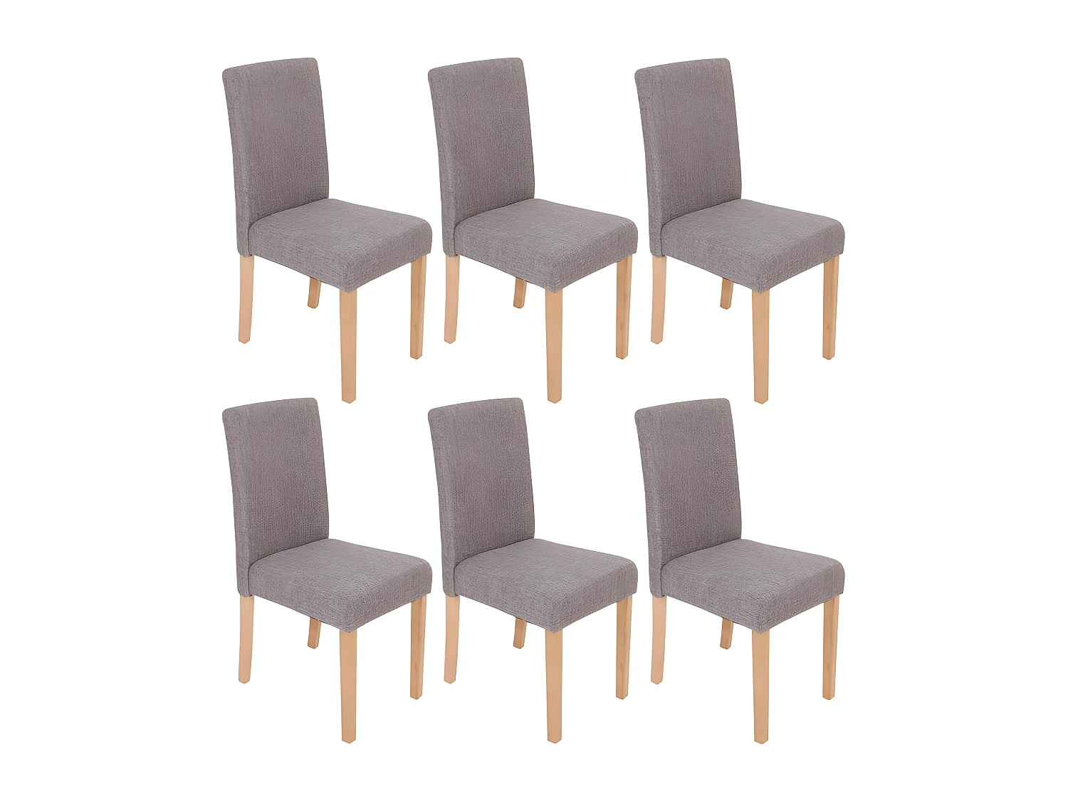 Lot de 6 chaises de salle à manger en tissu gris pieds clairs CDS04218