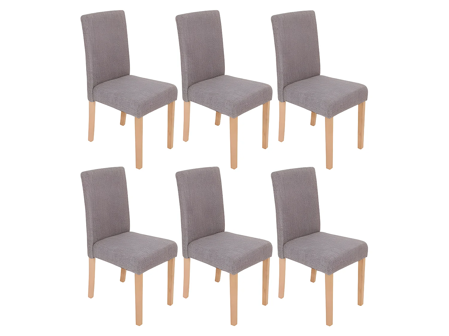 Lot de 6 chaises de salle à manger en tissu gris pieds clairs CDS04218